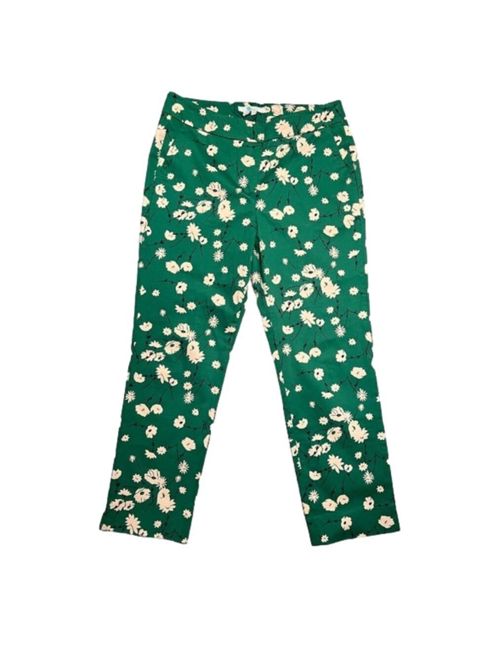 Boden 8 petite high rise green floral trousers